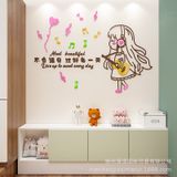  Tranh mica EPeBen dán tường nổi 3d hình dán cô gái cùng những nốt nhạc decor trang trí Phòng ngủ, Phòng khách, Phòng học 