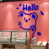  Tranh mica EPeBen dán tường nổi 3d hình Gấu Hello decor trang trí Quán Trà Sữa, Quán Bánh Ngọt 