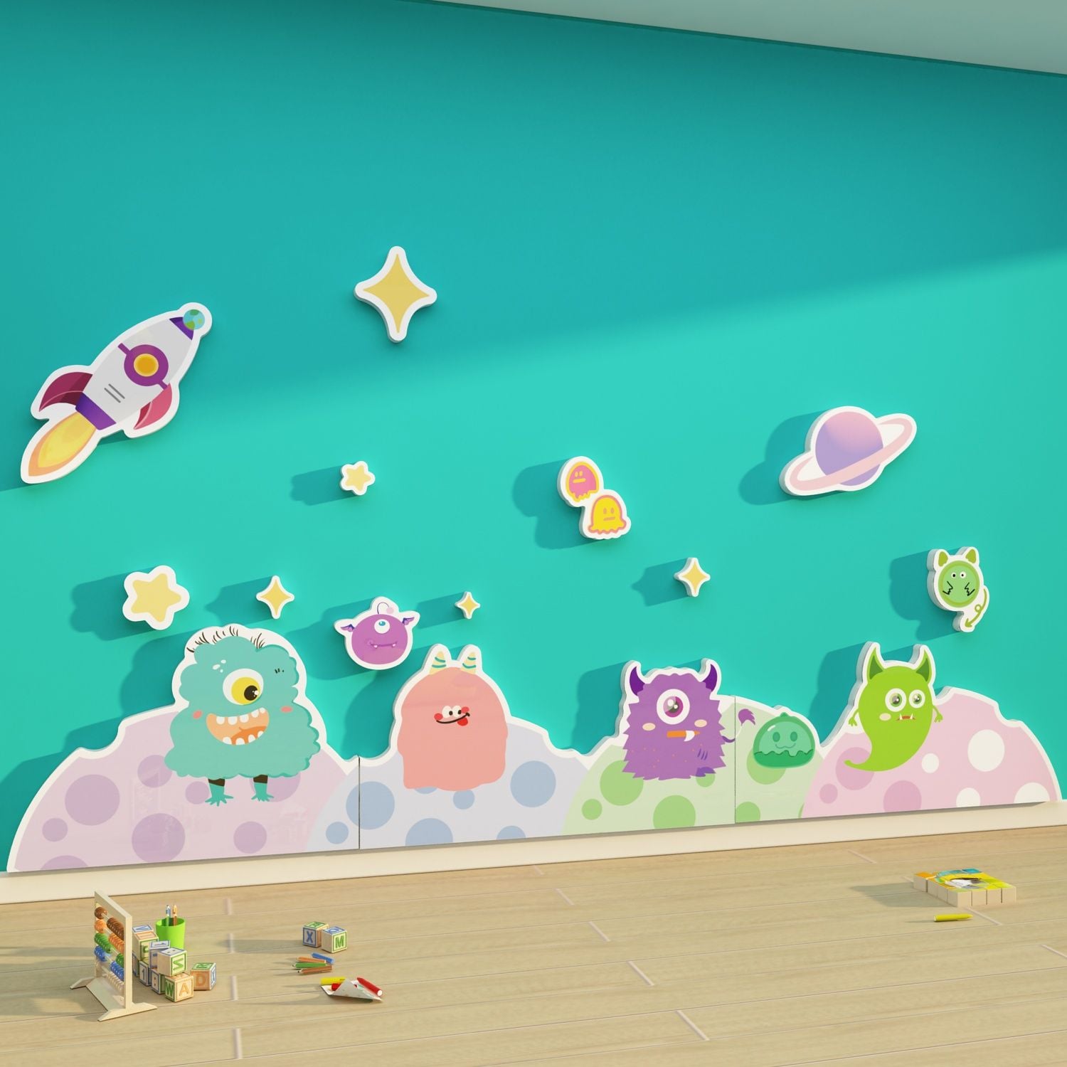  Tranh Fomex EPeBen dán tường nổi 3d Hình Quái vật một mắt decor trang trí Phòng cho bé, Phòng ngủ, Mẫu giáo 