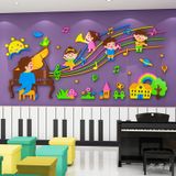  Tranh mica EPeBen dán tường nổi 3d hình Lớp Học Dạy Âm Nhạc decor trang trí Mầm Non, mẫu giáo, nốt nhạc, phím đàn piano 