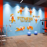  Tranh mica EPeBen dán tường nổi 3d hình Fitness don't be lazy nam nữ các động tác decor trang trí Phòng Tập Gym 