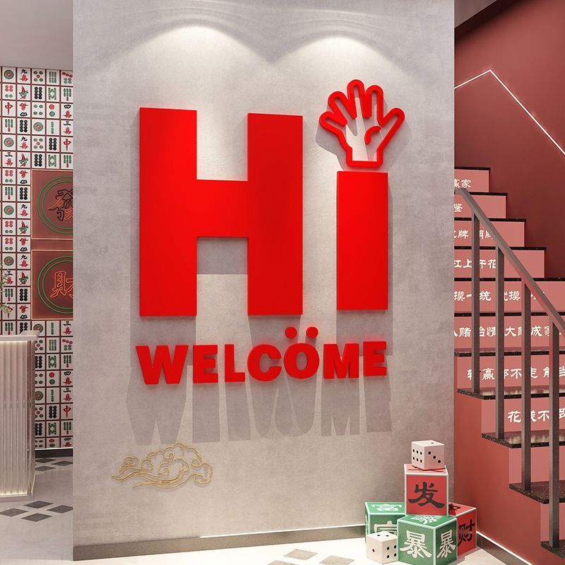  Tranh mica EPeBen dán tường nổi 3d hình Hi WelCome decor trang trí Dán Cửa Kính, Cửa Hàng 