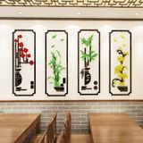  Tranh mica EPeBen dán tường nổi 3d hình Chậu Hoa Đào Cúc Trúc Mai tứ quý decor trang trí Nhà Cửa, Phòng Bếp 