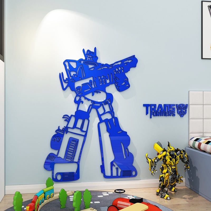  Tranh mica EPeBen dán tường nổi 3d Robot biến hình trang trí Phòng cho bé, Phòng khách 