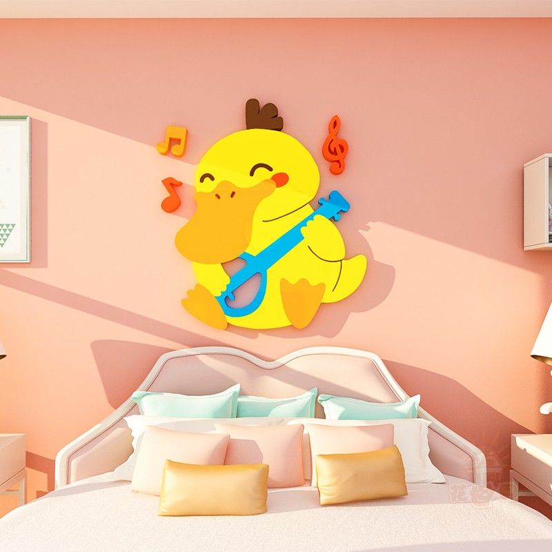  Tranh mica EPeBen dán tường nổi 3d hình con vịt vàng ngốc nghếch decor trang trí Phòng ngủ cho bé, Phòng học, Mẫu giáo 