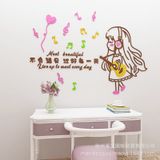  Tranh mica EPeBen dán tường nổi 3d hình dán cô gái cùng những nốt nhạc decor trang trí Phòng ngủ, Phòng khách, Phòng học 