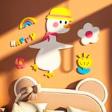  Tranh mica EPeBen dán tường nổi 3d hình Vịt Dễ Thương (có hoa và chữ xung quanh) decor trang trí Phòng Cho Bé, Mẫu Giáo 