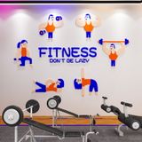  Tranh mica EPeBen dán tường nổi 3d hình Fitness don't be lazy nam nữ các động tác decor trang trí Phòng Tập Gym 