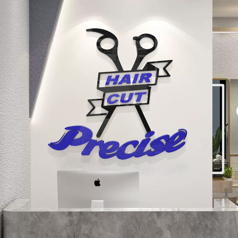  Tranh mica EPeBen dán tường nổi 3d hình Hair Cut Precise decor trang trí Salon, Tiệm Cắt Tóc 