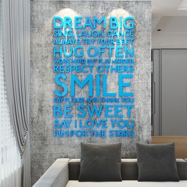  Tranh mica EPeBen dán tường nổi 3d hình Chữ DREAM BIG, SMILE Khẩu hiệu tạo động lực trang trí Văn Phòng, Phòng Làm Việc 