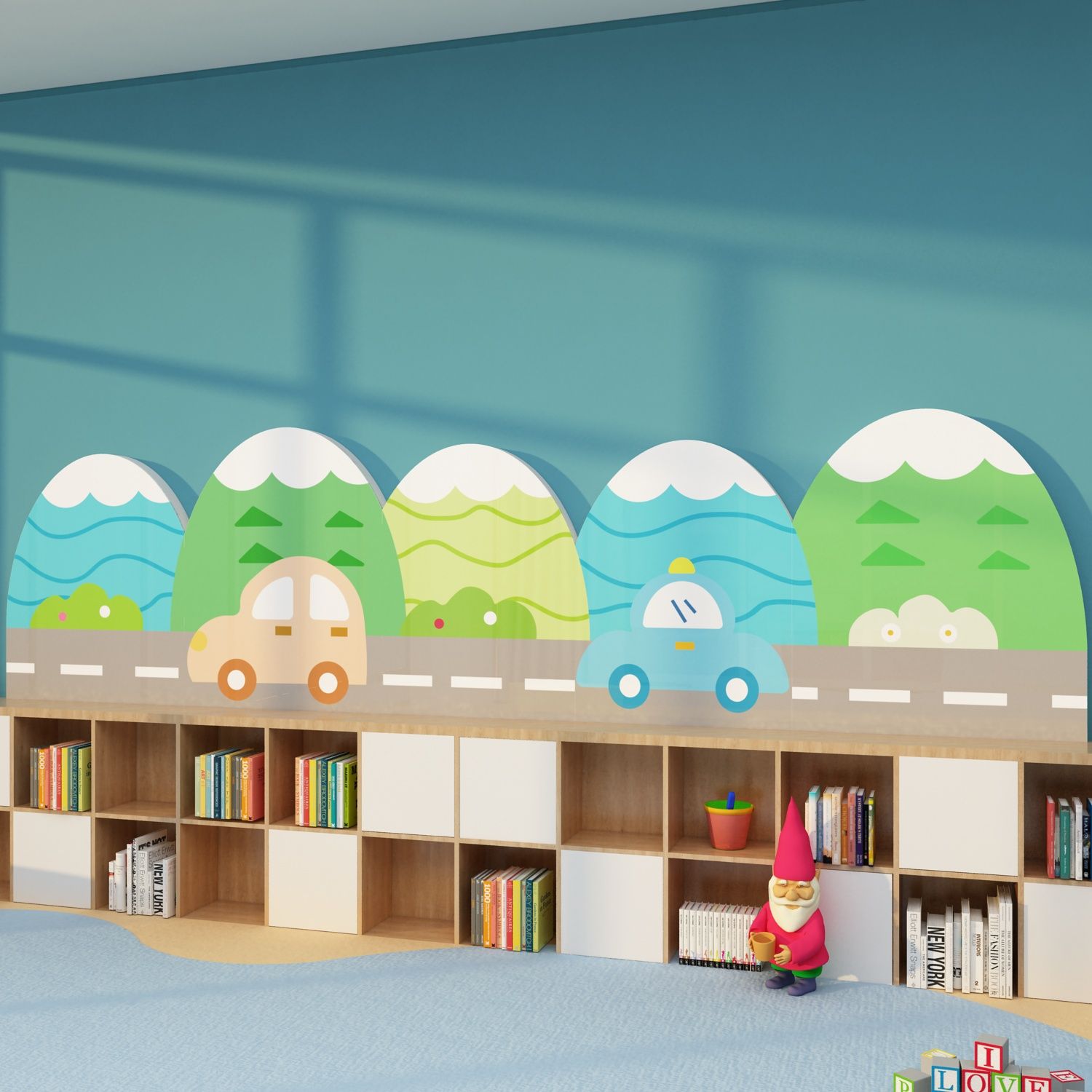 Tranh Fomex EPeBen dán tường nổi 3d Hình Ô tô đi trên cao tốc decor trang trí Phòng ngủ cho bé, Mầm Non, Phòng Khách 