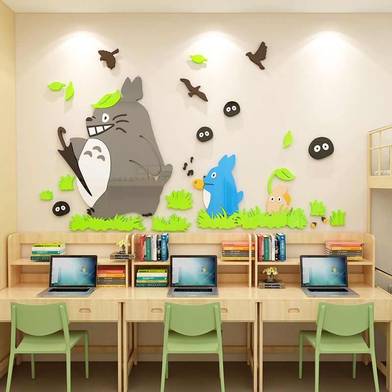  Tranh mica EPeBen dán tường nổi 3d Totoro và những người bạn trang trí Phòng cho bé, Phòng ngủ 