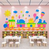  Tranh mica EPeBen dán tường nổi 3d hình tàu hoả cùng động vật decor trang trí Phòng ngủ cho bé, Phòng học lớp Mẫu giáo 