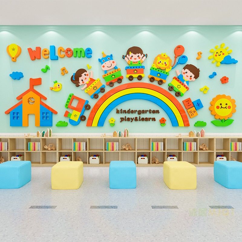  Tranh mica EPeBen dán tường nổi 3d hình Welcome Cầu vồng, Chào Mừng decor trang trí Mẫu Giáo, Mầm Non 