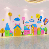  Tranh mica EPeBen dán tường nổi 3d hình nhà cửa, lâu đài decor trang trí Lớp Học Mầm Non, Mẫu giáo, Phòng cho bé 