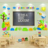  Tranh mica EPeBen dán tường nổi 3d Hình các con vật, hoa lá decor trang trí quanh bảng từ, quanh tivi mầm non, Lớp học 