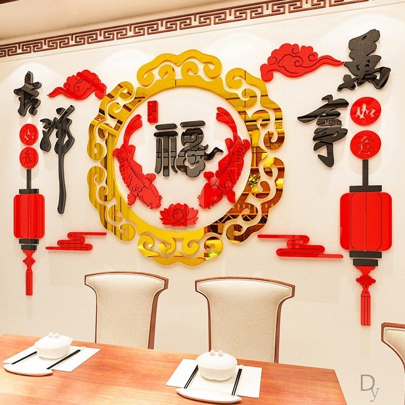  Tranh mica EPeBen dán tường nổi 3d hình long phụng rồng cá chép decor trang trí tường phòng khách, nhà hàng 