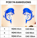  Tranh dán tường mica 3d decor khổ lớn hoạt hình hai chú cá heo xinh xắn 