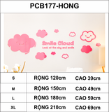  Tranh dán tường mica 3d decor khổ lớn đám mây hoạt hình dễ thương smile cloud 