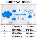  Tranh dán tường mica 3d decor khổ lớn đám mây hoạt hình dễ thương smile cloud 