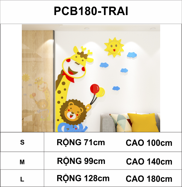  Tranh mica EPeBen dán tường nổi 3d hình hoạt hình các bạn thú nhỏ dễ thương decor trang trí lớp học, mầm non, mẫu giáo 