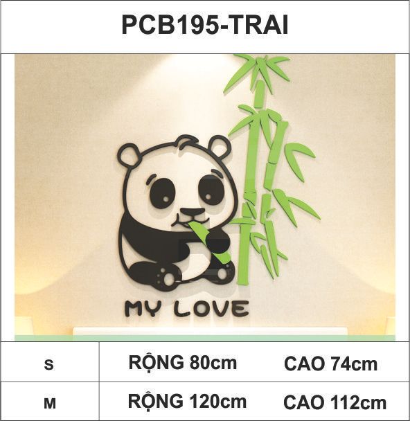  Tranh dán tường mica 3d decor khổ lớn chú gấu trúc măm măm 