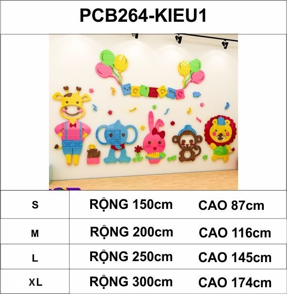  Tranh mica EPeBen dán tường nổi 3d hình welcome Bách thú decor trang trí phòng cho bé, Trường mầm non 