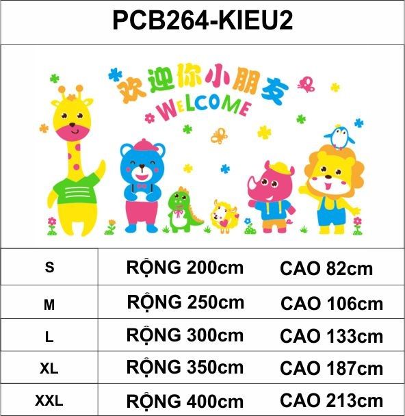  Tranh mica EPeBen dán tường nổi 3d hình welcome Bách thú decor trang trí phòng cho bé, Trường mầm non 