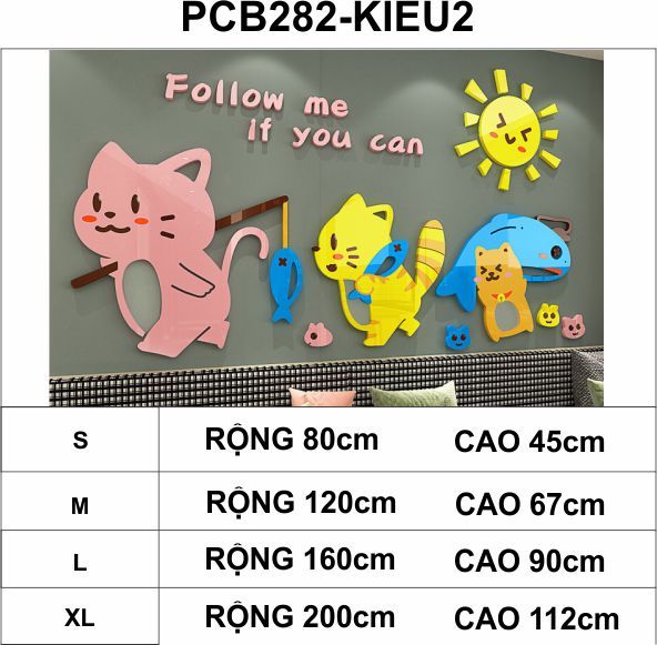  Tranh mica EPeBen dán tường nổi 3d hình Những chú mèo vui nhộn decor trang trí phòng cho bé, quán ăn,, nhà trẻ 