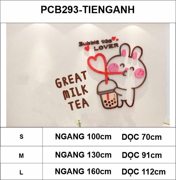  Tranh mica EPeBen dán tường nổi 3d hình Thỏ Yêu Thích Trà Sữa decor trang trí Quán trà sữa, cửa hàng café, quán nước 