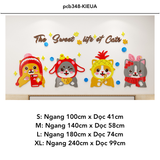  Tranh mica nổi 3d dán tường Các Con Vật chó mèo gà thỏ và Các Bé happy cats animal trang trí Mầm Non, Mẫu Giáo - EPeBen 