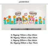  Tranh mica nổi 3d dán tường Các Con Vật chó mèo gà thỏ và Các Bé happy cats animal trang trí Mầm Non, Mẫu Giáo - EPeBen 