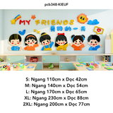  Tranh mica nổi 3d dán tường Các Con Vật chó mèo gà thỏ và Các Bé happy cats animal trang trí Mầm Non, Mẫu Giáo - EPeBen 