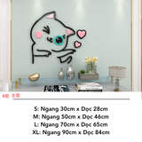  Tranh mica nổi 3d dán tường Mèo Dễ Thương thò chào ngủ bắn tim trang trí Dán Cửa hàng, Phòng Khách, Phòng ngủ 