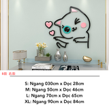  Tranh mica nổi 3d dán tường Mèo Dễ Thương thò chào ngủ bắn tim trang trí Dán Cửa hàng, Phòng Khách, Phòng ngủ 