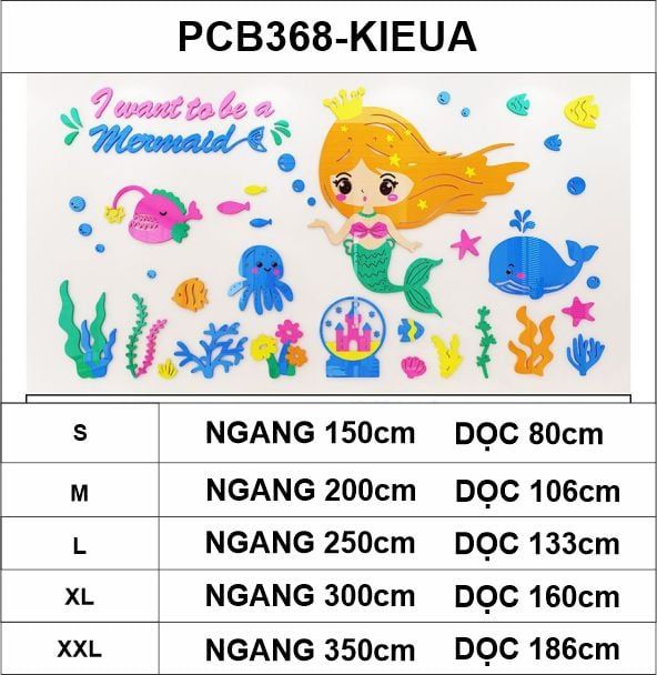  Tranh mica EPeBen dán tường nổi 3d hình Nàng Tiên Cá  decor trang trí Phòng cho bé, Phòng ngủ, Phòng khách,Mầm non 