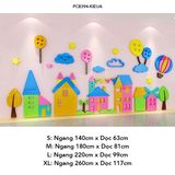  Tranh mica EPeBen dán tường nổi 3d hình nhà cửa, lâu đài decor trang trí Lớp Học Mầm Non, Mẫu giáo, Phòng cho bé 
