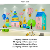  Tranh mica EPeBen dán tường nổi 3d hình nhà cửa, lâu đài decor trang trí Lớp Học Mầm Non, Mẫu giáo, Phòng cho bé 