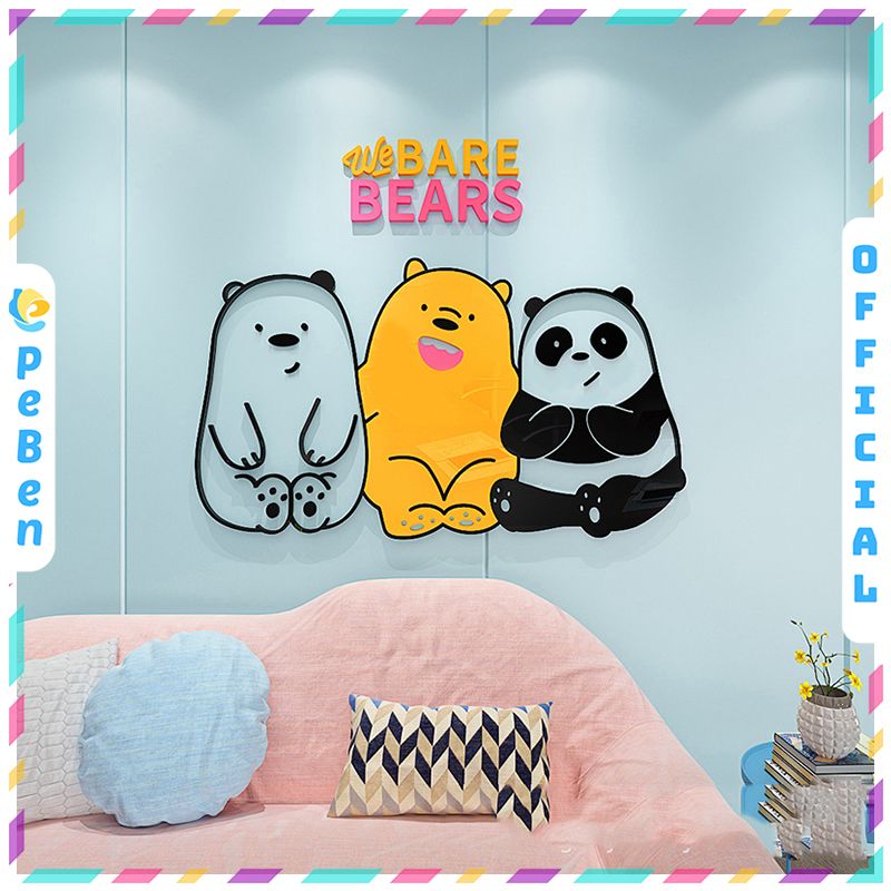 Tranh mica EPeBen dán tường nổi 3d hình dán 3 chú gấu Bare dễ thương decor trang trí Phòng ngủ, Lớp Mẫu giáo, Phòng học 