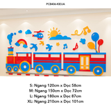  Tranh mica EPeBen dán tường nổi 3d hình tàu hoả cùng động vật decor trang trí Phòng ngủ cho bé, Phòng học lớp Mẫu giáo 