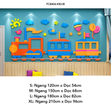  Tranh mica EPeBen dán tường nổi 3d hình tàu hoả cùng động vật decor trang trí Phòng ngủ cho bé, Phòng học lớp Mẫu giáo 