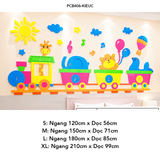  Tranh mica EPeBen dán tường nổi 3d hình tàu hoả cùng động vật decor trang trí Phòng ngủ cho bé, Phòng học lớp Mẫu giáo 