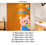  Tranh mica EPeBen dán tường nổi 3d hình gấu con mèo con Welcome decor trang trí cửa ra vào, cửa kính quán nước, cửa hàng 