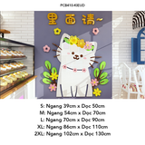  Tranh mica EPeBen dán tường nổi 3d hình gấu con mèo con Welcome decor trang trí cửa ra vào, cửa kính quán nước, cửa hàng 