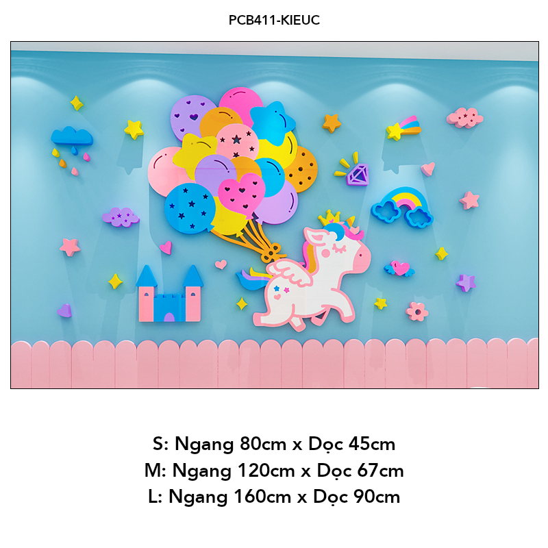  Tranh mica EPeBen dán tường nổi 3d hình Kỳ lân bay bổng decor trang trí Lớp học mầm non, Cửa hàng, Phòng ngủ cho bé 