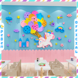  Tranh mica EPeBen dán tường nổi 3d hình Kỳ lân bay bổng decor trang trí Lớp học mầm non, Cửa hàng, Phòng ngủ cho bé 