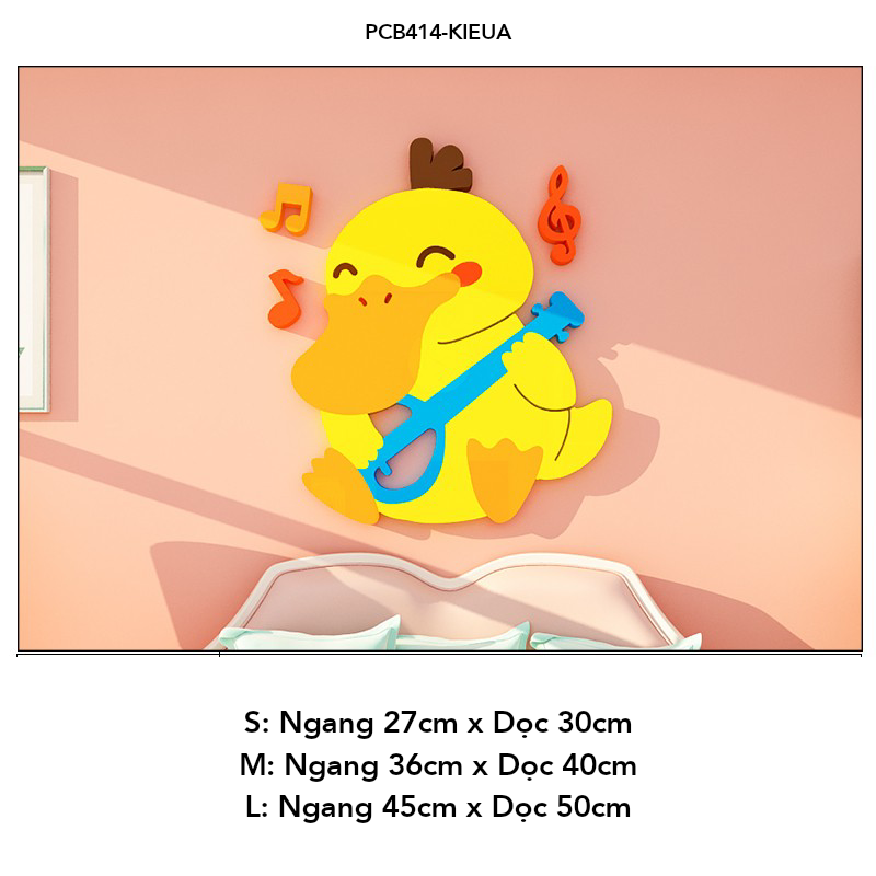 Tranh mica EPeBen dán tường nổi 3d hình con vịt vàng ngốc nghếch decor trang trí Phòng ngủ cho bé, Phòng học, Mẫu giáo 