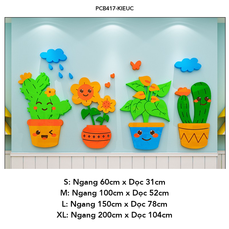  Tranh mica EPeBen dán tường nổi 3d hình Cây Hoa decor trang trí Phòng cho bé, Phòng học, Cầu thang lớp mẫu giáo, Chân Tường 