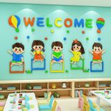  Tranh mica EPeBen dán tường nổi 3d hình Chào mừng các bé đến trường decor trang trí Lớp học Tiếng Anh, mẫu giáo, mầm non 
