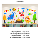 Tranh mica EPeBen dán tường nổi 3d hình Thế giới của muôn thú decor trang trí Phòng ngủ cho bé, Lớp Mẫu giáo, Mầm non 